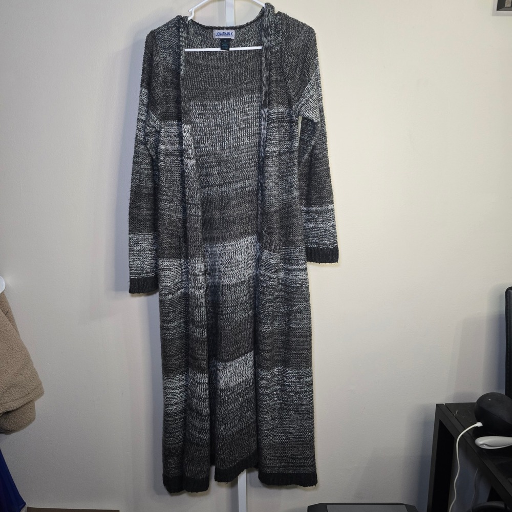 Jonathan K Womens 3X Marled Grey Knit Duster Cardigan Long Open‎ Front Sweater